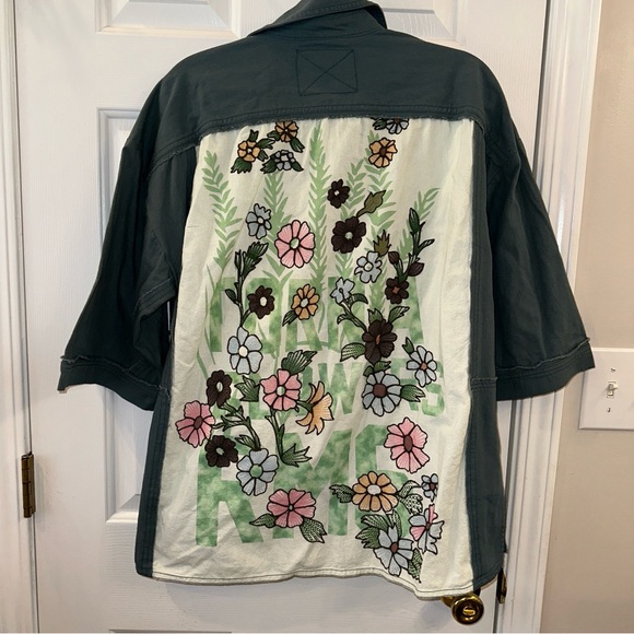 Free People Floral Embroidered Top - Green and Blue - Picture 7 of 7